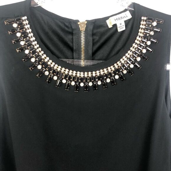 HAANI | Black Embellished Dress Rhinestones Medium - Picture 3 of 8